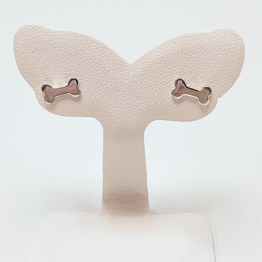 Kids Sterling Silver dog bone puppy post earrings studs for girls animals pets